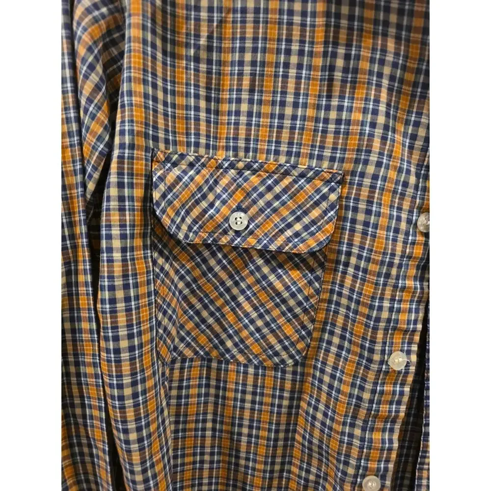 VTG 80s Cuomo Limited Edition Westernwear Blue Orange Plaid Shoulder Lapels Sz M
